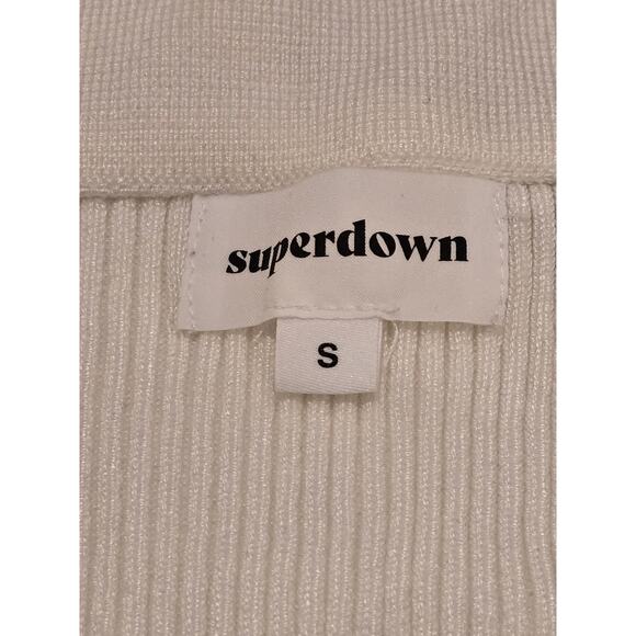 Superdown Ribbed Knit Long Sleeve Button Front Cardigan in White – NWT Size S - Picture 3 of 4